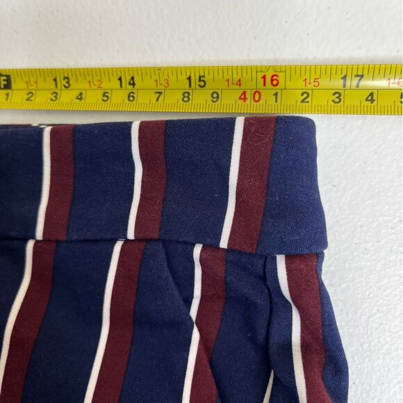 Old Navy Harper Stovepipe Navy Burgundy Stripe Mid Rise Cropped Pants Women 8 - Picture 11 of 14
